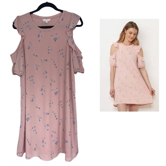 LC Lauren Conrad Dresses & Skirts - Size XL X-LARGE SOFT PINK FLORAL COLD SHOULDER DRESS Spring Summer Wedding Party